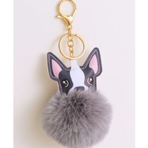 Pom Pom Dog Keychain